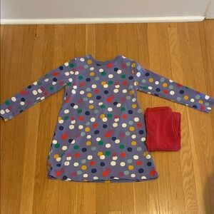 Hanna Andersson Multicolor Polka Dot Dress with Red/Orange Leggings